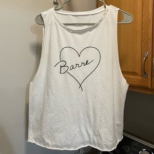 Emi Jay Pure Barre Tank Top White Logo One Size Heart Tied Sleeveless Muscle